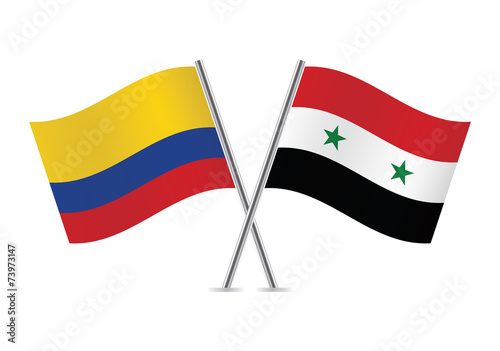 Syrian and Colombian flags. Vector illustration. Free Download Syrian and Colombian flags. Vector illustration. - GFXLoad