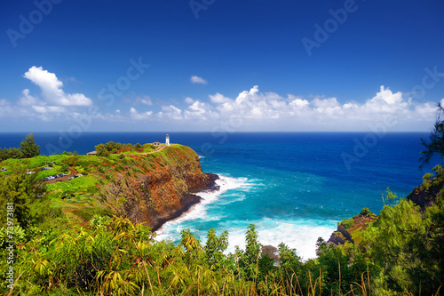 Fotografija Kilauea lighthouse bay on a sunny day in Kauai