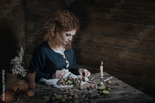 Witch preparing potion