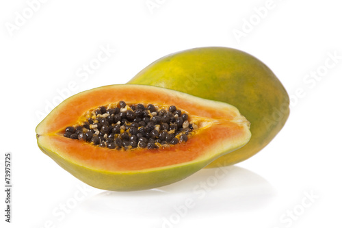 Sliced papaya isolated on a white background