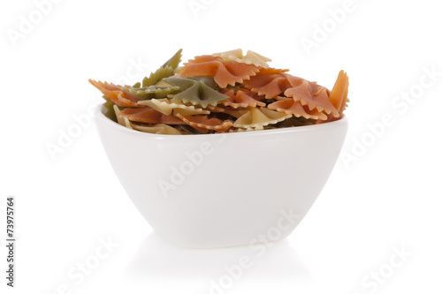 Tricolore farfalle pasta in a bowl