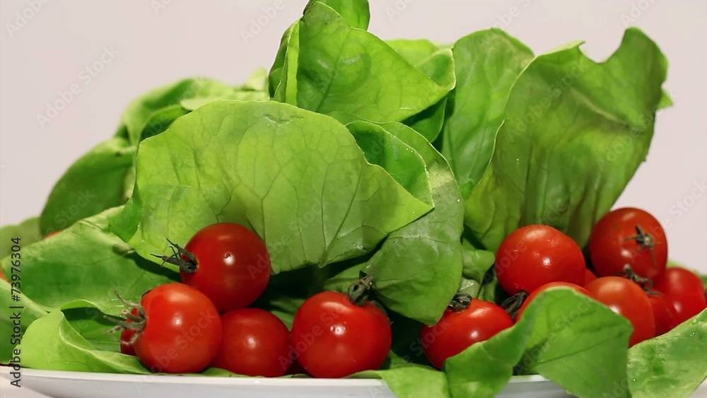 Spinning plate with fresh vegetables