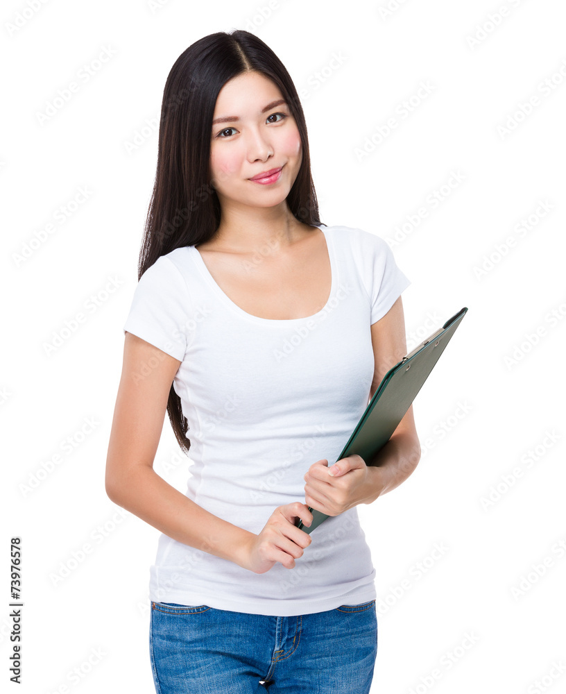 Woman with clipboard