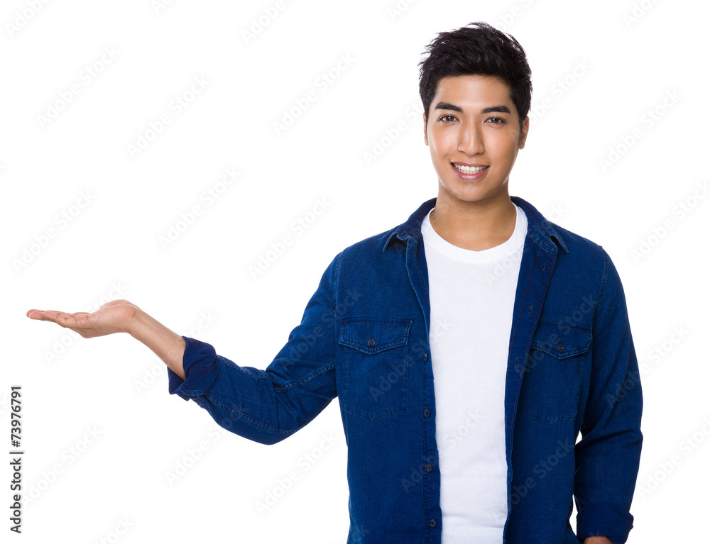 Man with open hand palm