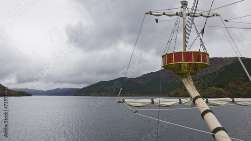 Sailing across Lake Ashinoko