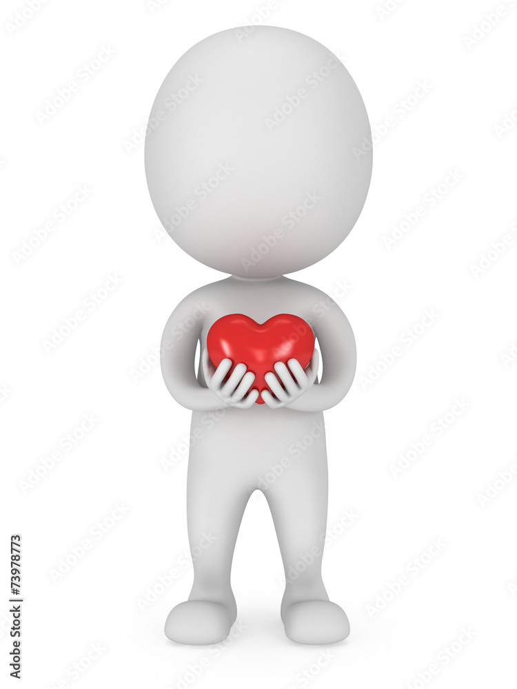 Sweet man in love with 3d red heart Sweet man in love with 3d red heart