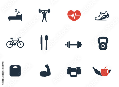 fitness, gym icons set 2 vector illustration