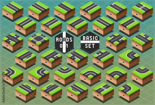 Isometric Road Vector Map  Street City