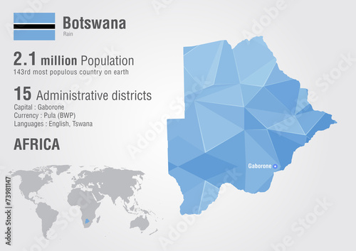 Botswana world map with a pixel diamond texture.