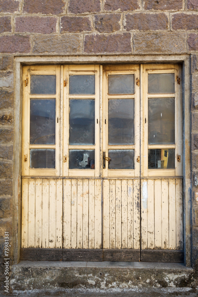 old vintage green wooden door
