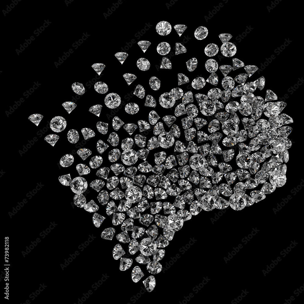 Diamonds 3d composition on black background