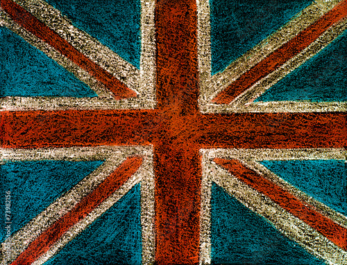 United Kingdom (British Union jack) flag, chalk hand drawing
