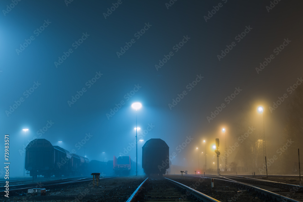 Fototapeta premium Güterwagen im Nebel