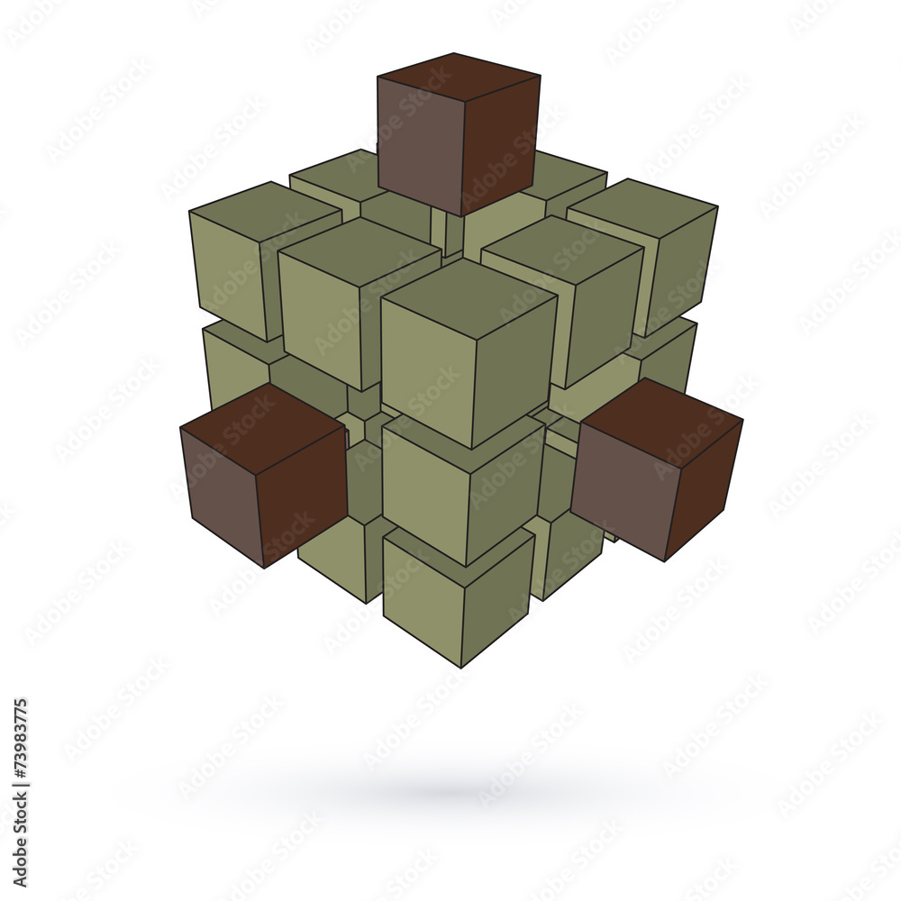 The metal cubes on a white background. Raster. The metal cubes on a white background. Raster.