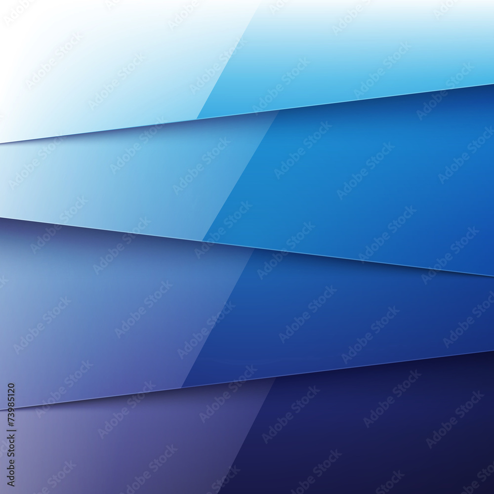 Blue shiny paper layers abstract background