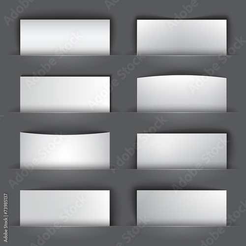 Set of blank paper banners with shadows