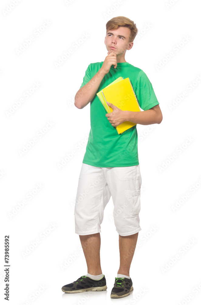 Student with books isolated on white Student with books isolated on white