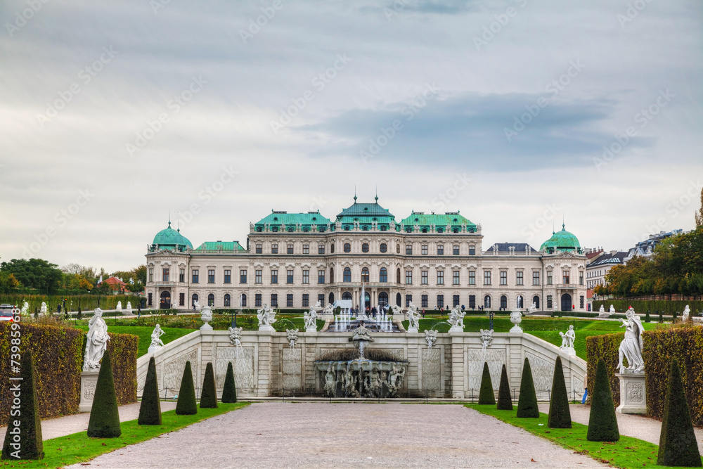 Belvedere palace in Vienna, Austria on a cloudy day