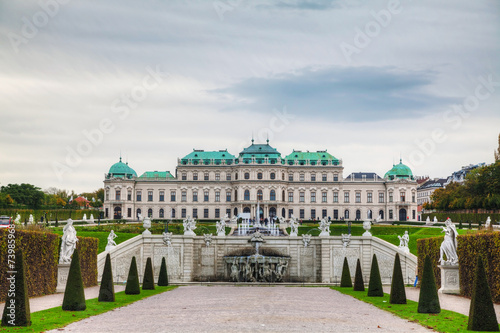 Belvedere palace in Vienna, Austria on a cloudy day