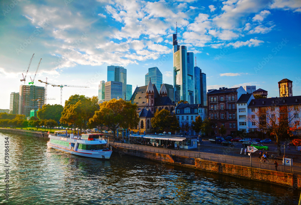 Frankfurt cityscape at sunset