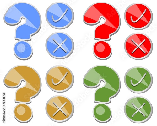 Question mark, yes, no, set of quiz button