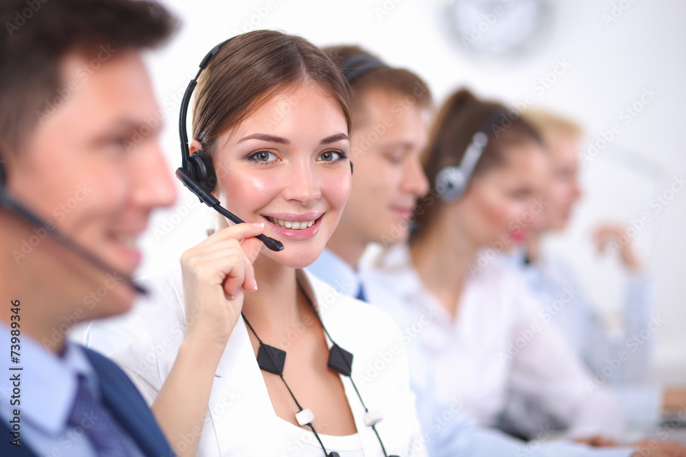 Attractive Smiling positive young businesspeople and colleagues Attractive Smiling positive young businesspeople and colleagues