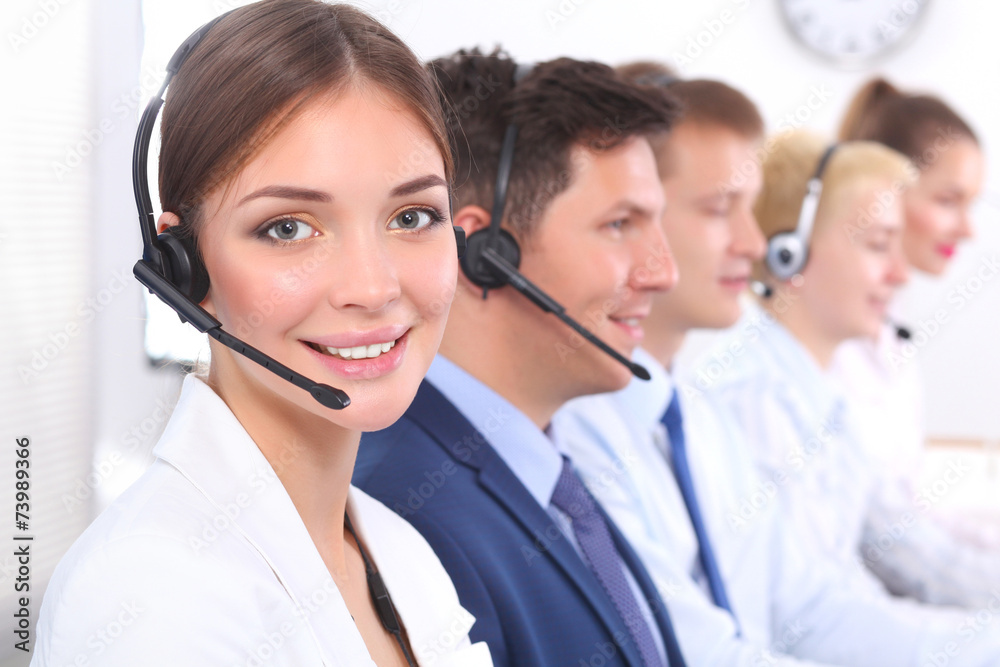 Attractive Smiling positive young businesspeople and colleagues Attractive Smiling positive young businesspeople and colleagues