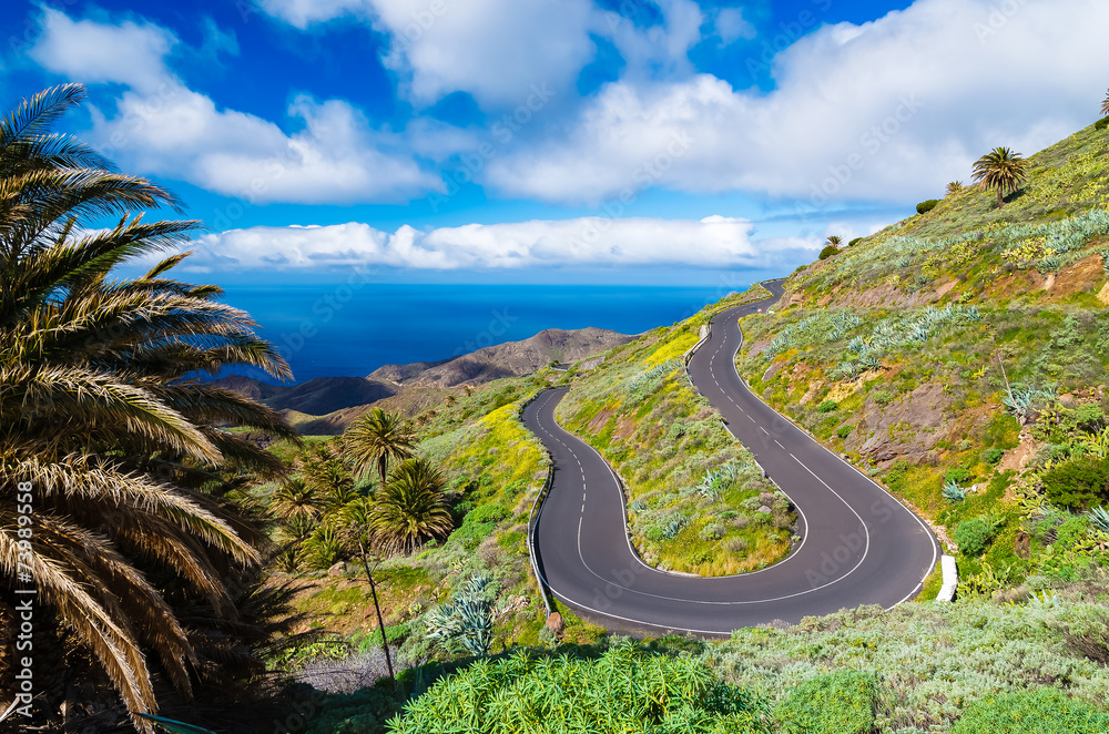 Scenic mountain road to Alojera, La Gomera, Canary Islands