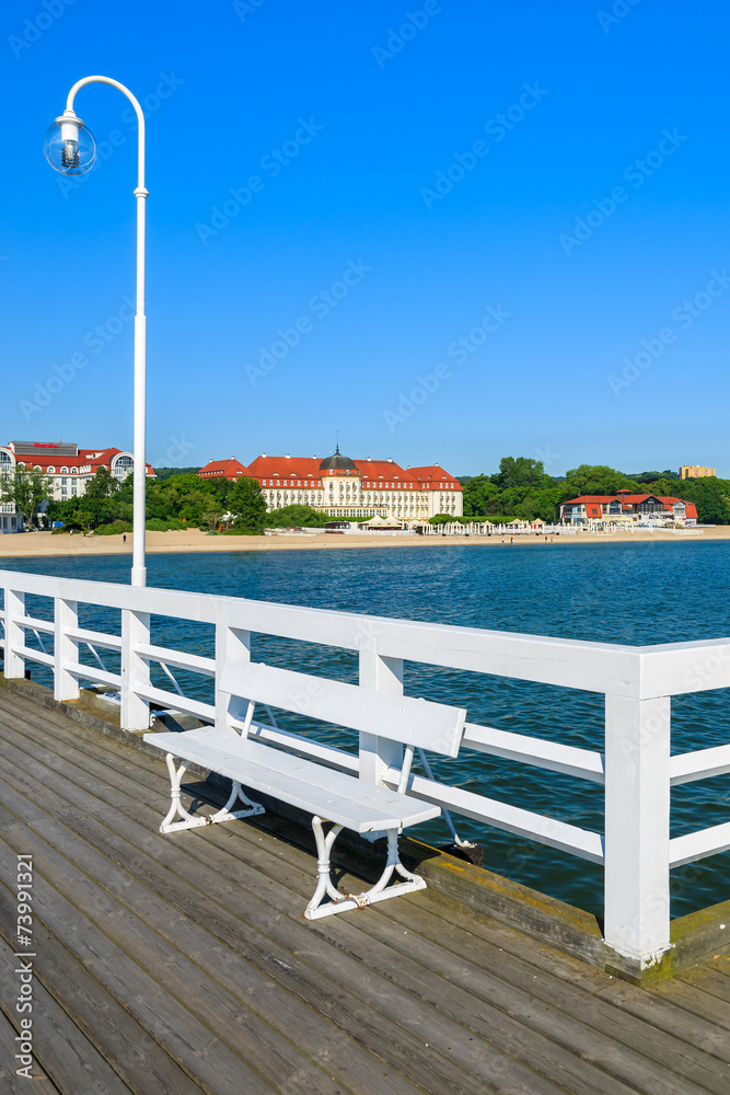 Obraz premium Wooden pier Molo in Sopot town in summer, Baltic Sea, Poland