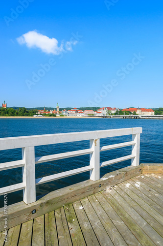 Wooden pier Molo in Sopot town in summer  Baltic Sea  Poland