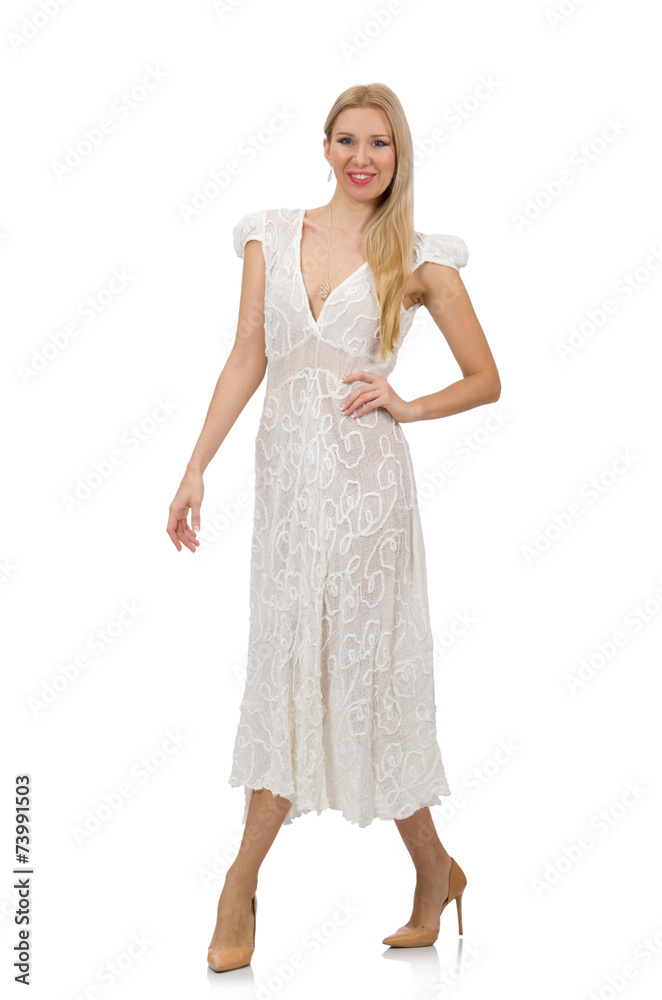 Woman in dress in fashion dress isolated on white Woman in dress in fashion dress isolated on white