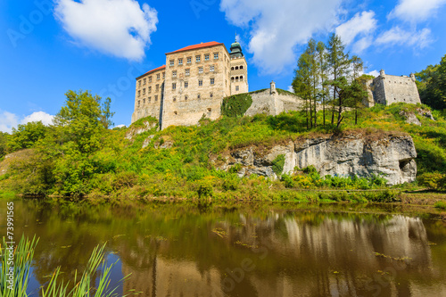 Beautiful Pieskowa Skala castle and lake near Krakow, Poland
