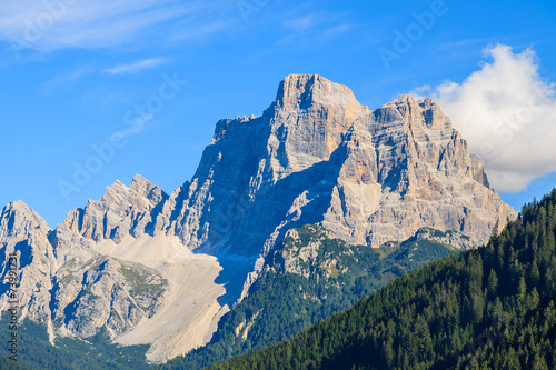 Peaks of Dolomites Mountains near Pian village, Italy