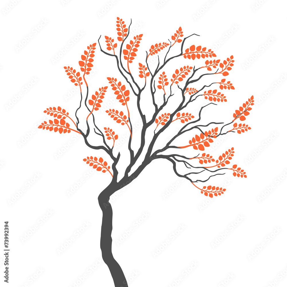 Naklejka premium tree with leaves on white background
