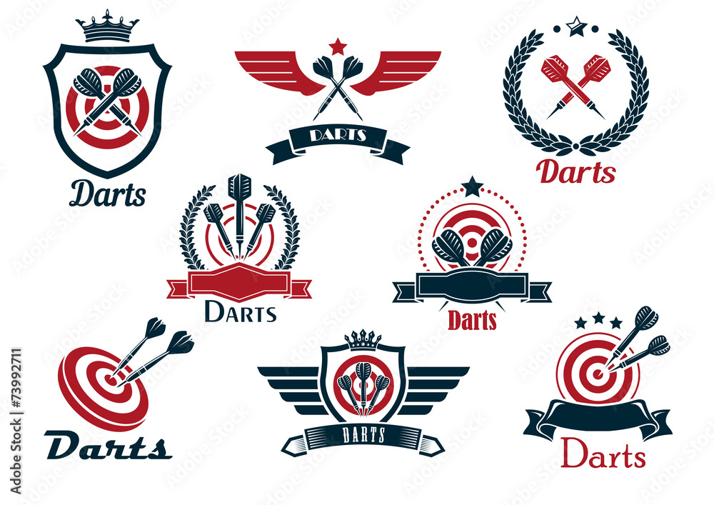 Darts heraldic sports emblems and symbols