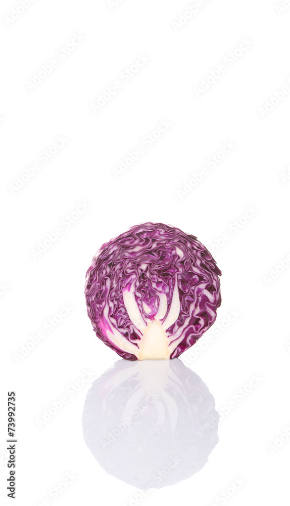 Half cut red cabbage over white background Half cut red cabbage over white background
