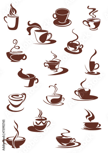 Set of hot coffee sketches