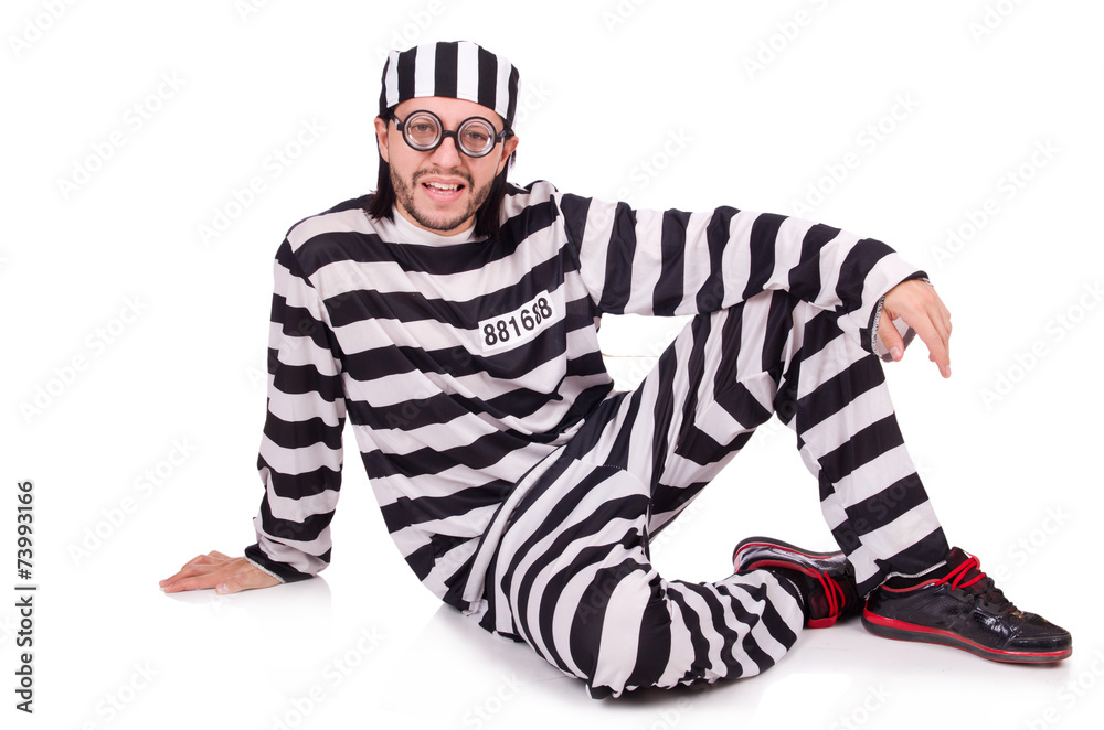 Prison inmate isolated on the white background Prison inmate isolated on the white background