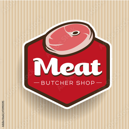 Meat - butcher store label or badge vector