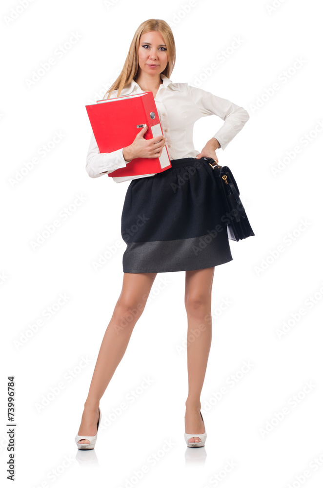 Businesswoman in business concept isolated on white Businesswoman in business concept isolated on white