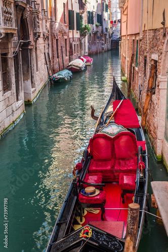 Beautiful red gondola in Venice