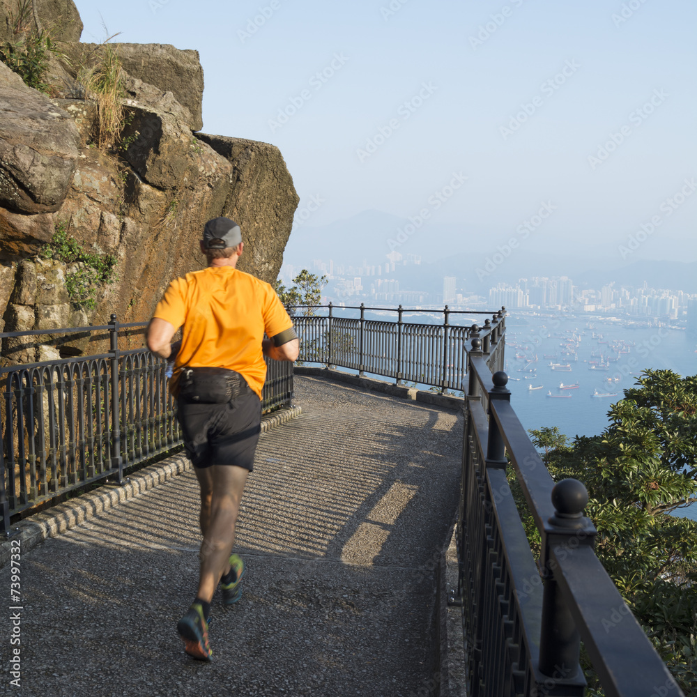 Fototapeta premium Morning run at Lugard Road, Hong Kong