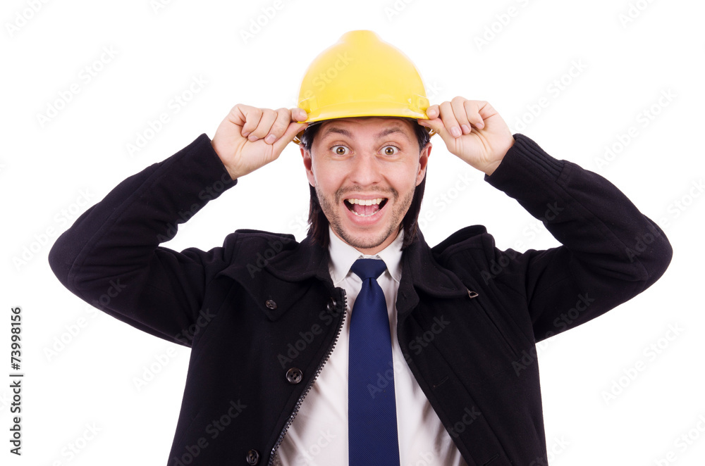 Young construction architect isolated on the white Young construction architect isolated on the white