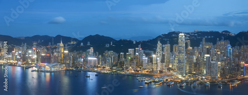 Panorama view of Victoria Harbor of Hong Kong