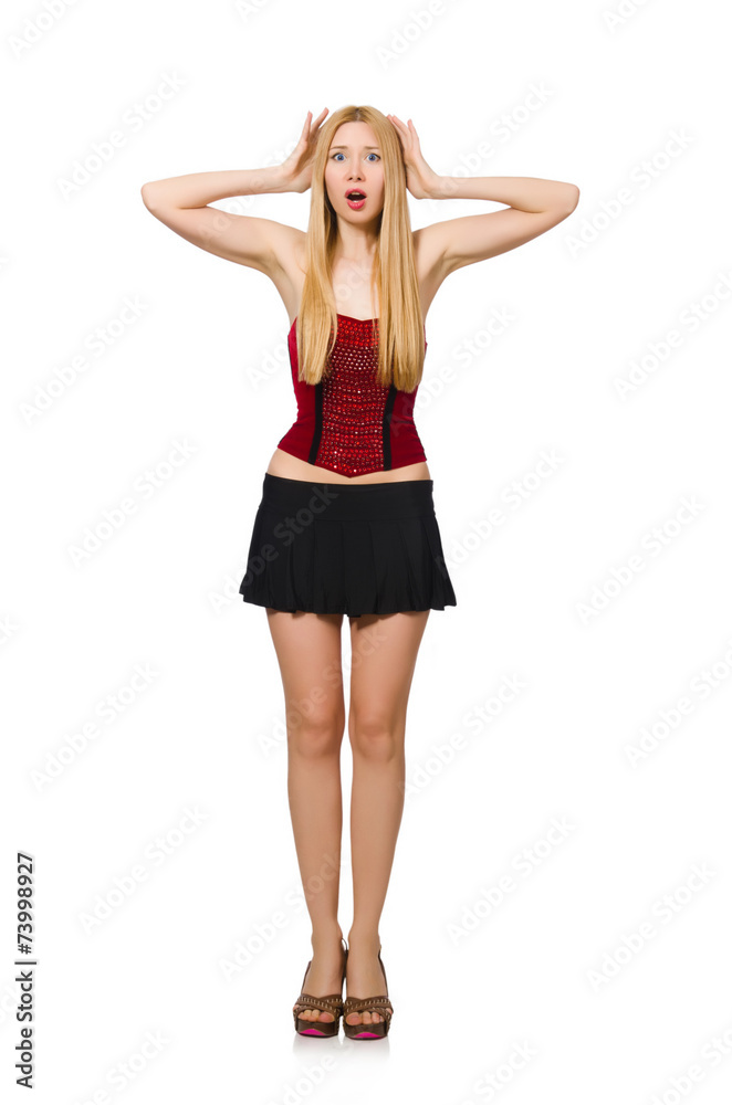 Woman in fashion concept isolated on white Woman in fashion concept isolated on white