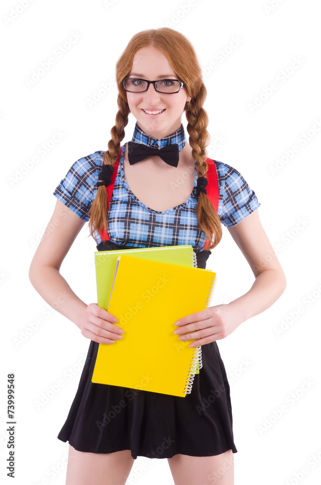 Young student isolated on the white