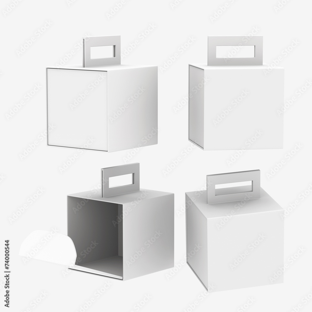 White paper carton box with handle, clipping path included White paper carton box with handle, clipping path included