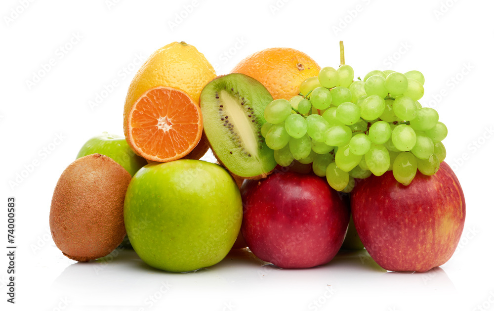 Composition with fruits isolated on a white