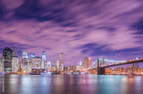Night panorama of Manhattan in New York  USA