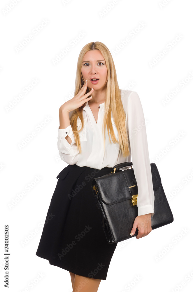 Businesswoman in business concept isolated on white Businesswoman in business concept isolated on white